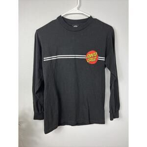 Santa Cruz Classic Dot Long Sleeve Black T Shirt Tee Skateboard Size Small